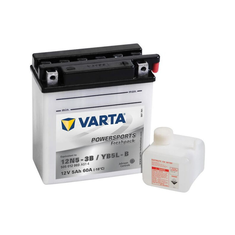 Akumulator 12V 5Ah EN 60A 121x61x131 P+ Powersports Freshpack VARTA