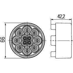 Lampa tylna zespolona LED, okrągła 12V biała przykręcana Ø 66 mm 12 szt. LED Hella
