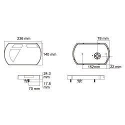 Lampa tylna zespolona LED, lewa 12V 236x140x24.3 mm Bayonet 5-pin Kramp