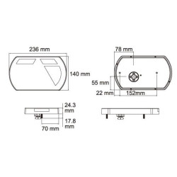 Lampa tylna zespolona LED, prawa 12V 236x140x24.3 mm Bayonet 5-pin Kramp