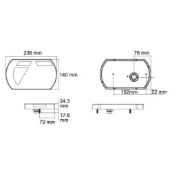 Lampa tylna zespolona LED, lewa 12V 236x140x24.3 mm Bayonet 6-pin Kramp
