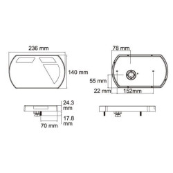 Lampa tylna zespolona LED, prawa 12V 236x140x24.3 mm Bayonet 6-pin Kramp