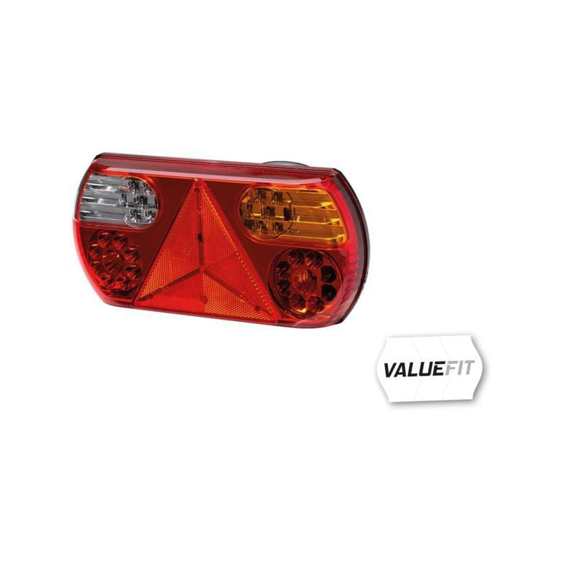 Lampa tylna zespolona LED, prostokątna lewa 12V czerwona/pomarańczowa/przezroczysta przykręcana 296x45x142 mm Hella ValueFit