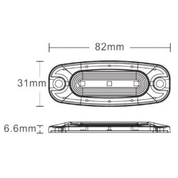 Lampa ostrzegawcza LED, prostokątna, 10/30V niebieska, 82x30x9 mm 3 diody LED Kramp