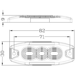 Lampa ostrzegawcza LED, prostokątna, 10/30V niebieska, 82x30x9 mm 3 diody LED Kramp