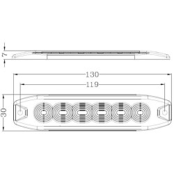 Lampa ostrzegawcza, bursztynowa, 6 LED