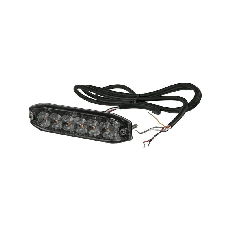 Lampa ostrzegawcza LED, prostokątna, 10/30V, pomarańczowa, 130x30x7 mm, 6 LED Kramp