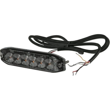Lampa ostrzegawcza LED, prostokątna, 10/30V, pomarańczowa, 130x30x7 mm, 6 LED Kramp