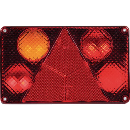 Lampa tylna zespolona, lewa, prostokątna, 12/24V pomarańczowa/czerwona, przykręcana Waś