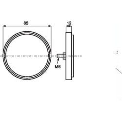 Odblask czerwony fi75mm ze śrubą, 28, Kramp 5907465120289