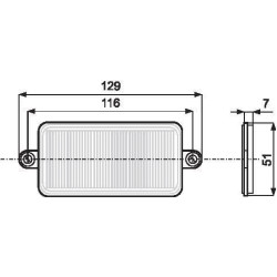 Odblask biały prostokątny 51x105mm przykręcany Kramp 5907465125239