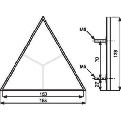 Odblask czerwony trójkątny 150/158mm Kramp 5907465120524