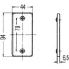 Odblask czerwony prostokątny 44x94mm z otworami Hella 4082300171600