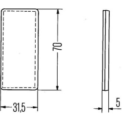 Odblask biały prostokątny 31x70mm Hella 4082300171846