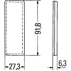 Odblask czerwony prostokątny 27x92mm Hella 6416386910309