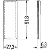 Odblask czerwony prostokątny 27x92mm Hella 6416386910309
