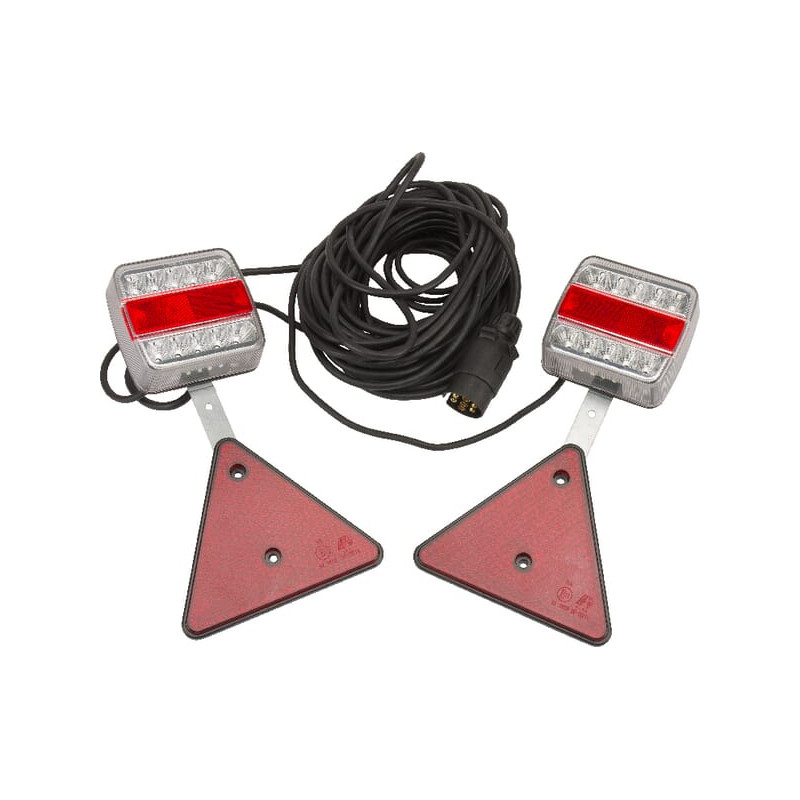 Zestaw lamp LED, tylnych na magnes z trójkatem odblaskowym 12m 12V