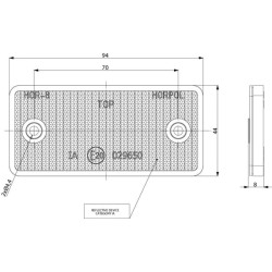Odblask biały prostokątny 44x94mm z otworami Kramp 8719607096348