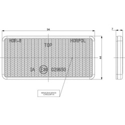 Odblask czerwony prostokątny 44x94mm przyklejany Kramp 8719607096294