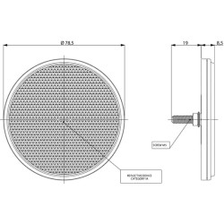 Odblask czerwony fi75mm ze śrubą czerwony, 75 mm Kramp 8719607096140