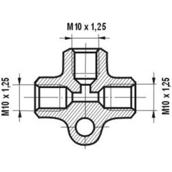 Trójnik (M10x1,25/M10x1,25)