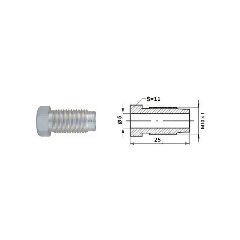 Złącze GZ fi5 M10x1,0 SW11, L-25mm