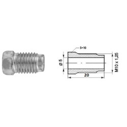 Złącze GZ fi5 M10x1,25 SW10, L-20mm