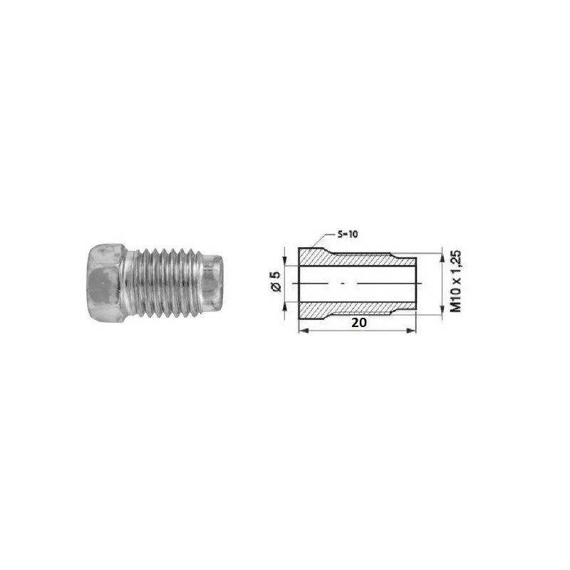 Złącze GZ fi5 M10x1,25 SW10, L-20mm