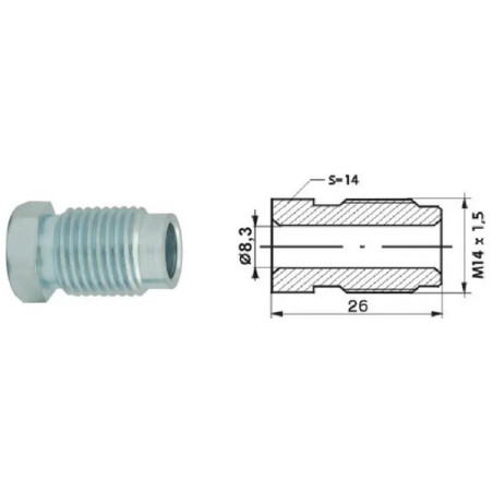 Złącze GZ fi8,3 M14x1,5 SW14, L-26mm (10 szt.)