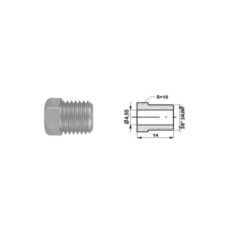 Złącze GZ 3/8x24UNF SW10 kielich 4,95mm