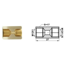 Łącznik mufa (dł.: 27mm, M12x1/M12x1)