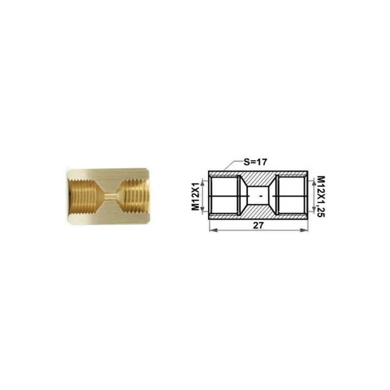 Łącznik mufa (dł.: 27mm, M12x1/M12x1)