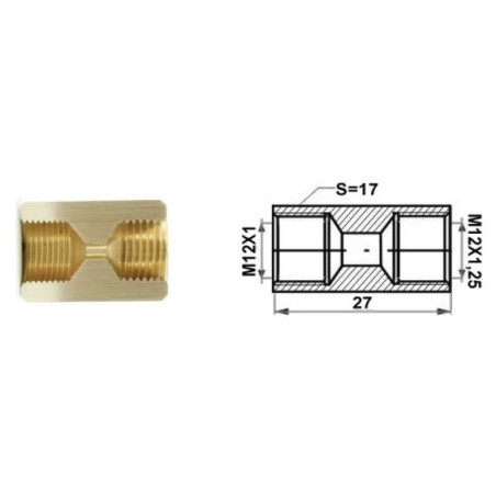Łącznik mufa (dł.: 27mm, M12x1/M12x1)