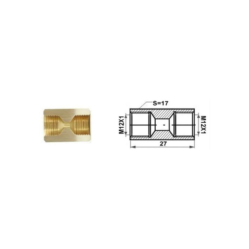 Łącznik mufa (dł.: 27mm, M12x1/M12x1)