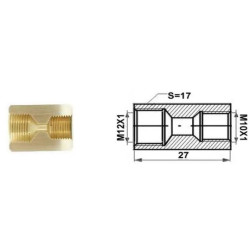 Łącznik mufa (dł.: 27mm, M12x1/M10x1)