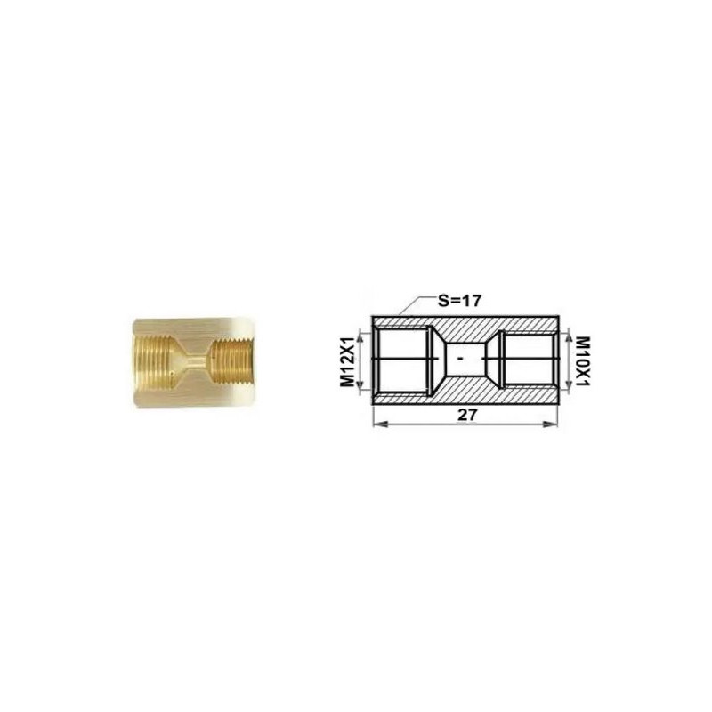Łącznik mufa (dł.: 27mm, M12x1/M10x1)