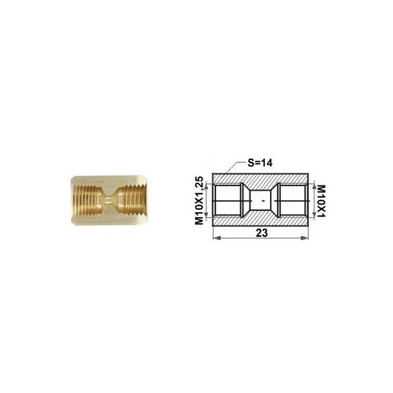 Łącznik mufa (dł.: 23mm, M10x1/M10x1,25)