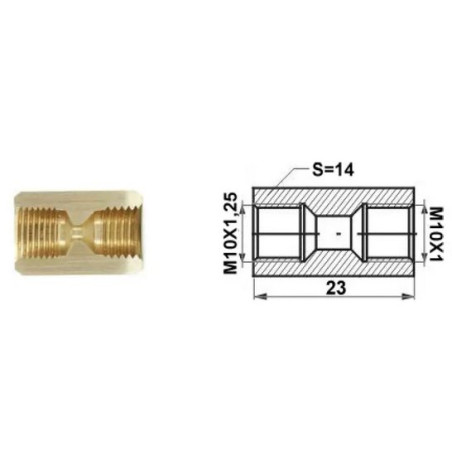 Łącznik mufa (dł.: 23mm, M10x1/M10x1,25)