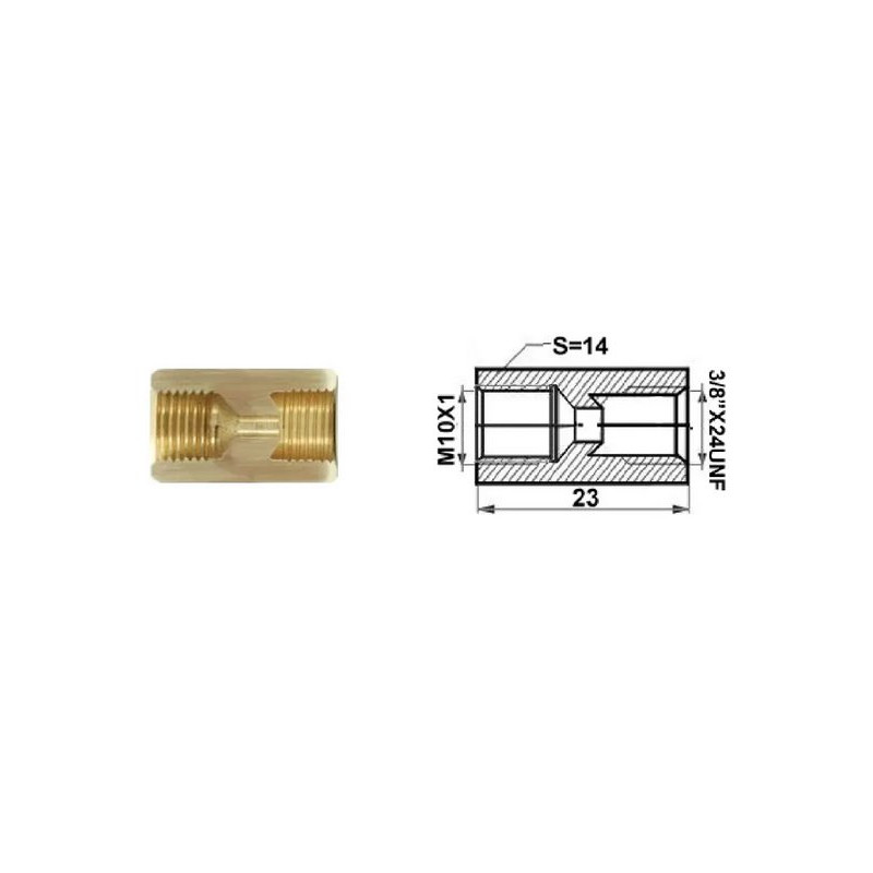 Łącznik mufa (dł.: 23mm, M10x1/M10x1) 