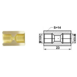 Łącznik mufa (dł.: 23mm, M10x1/M10x1) 