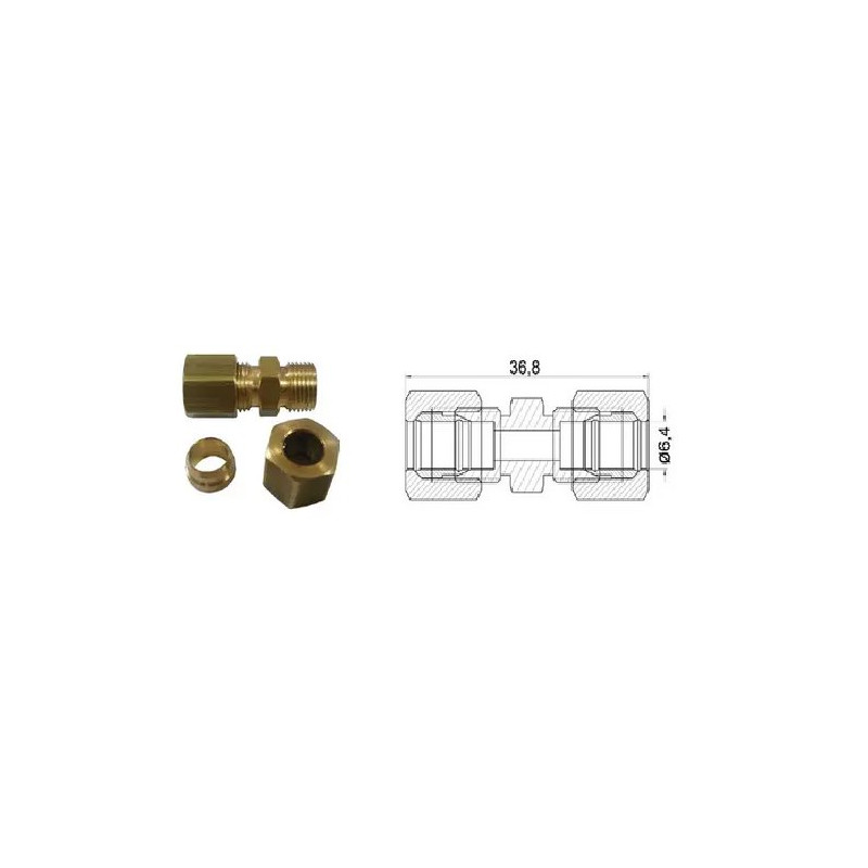 Łącznik kompletny do rurki 6,4mm dł.: 36,8mm