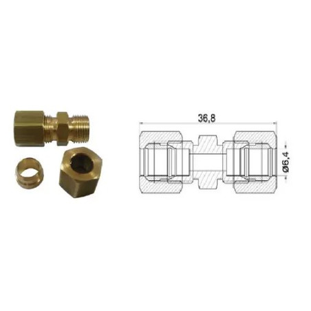 Łącznik kompletny do rurki 6,4mm dł.: 36,8mm