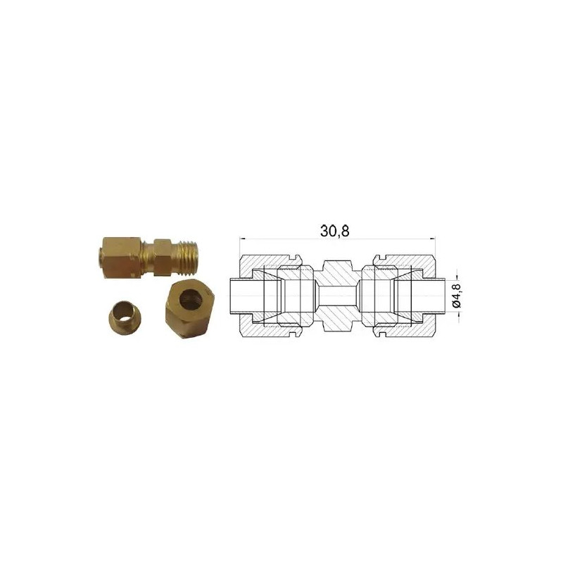 Łącznik kompletny do rurki 4,8mm dł.: 30,8mm