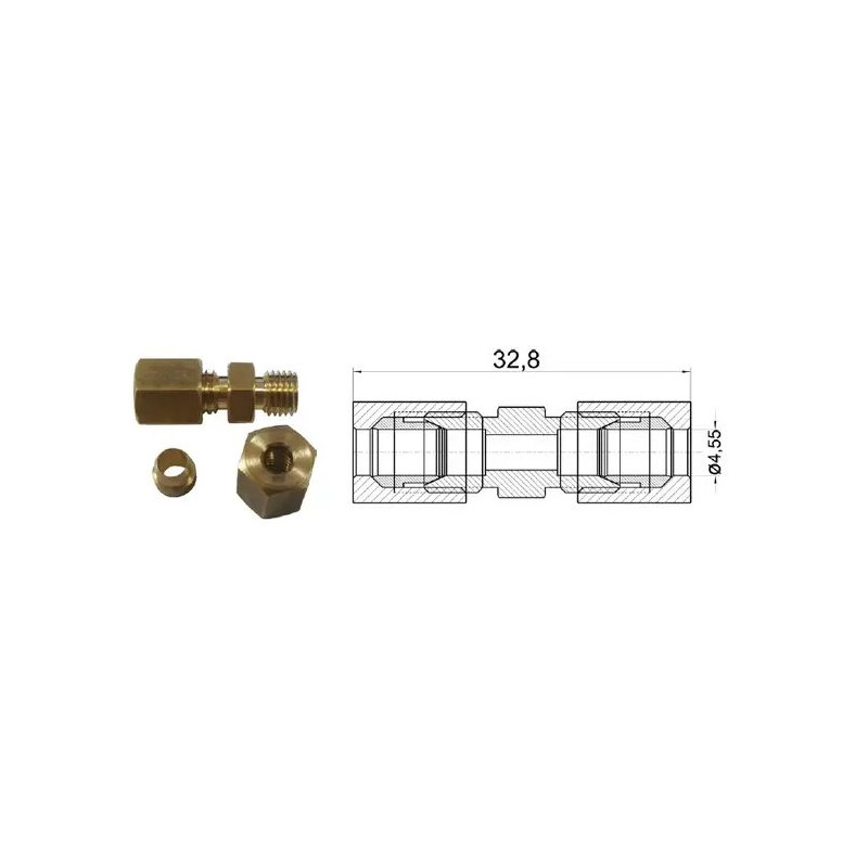 Łącznik kompletny do rurki 4,55mm dł.: 32,8mm