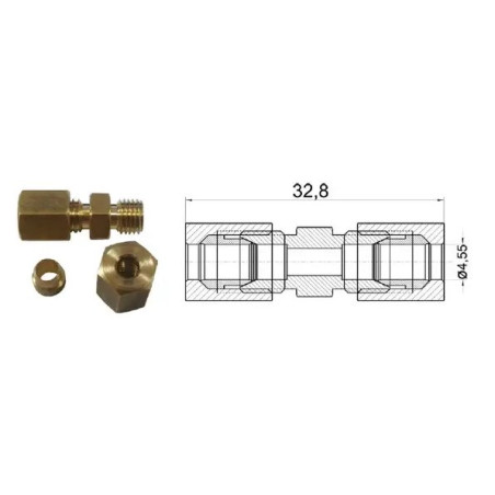 Łącznik kompletny do rurki 4,55mm dł.: 32,8mm