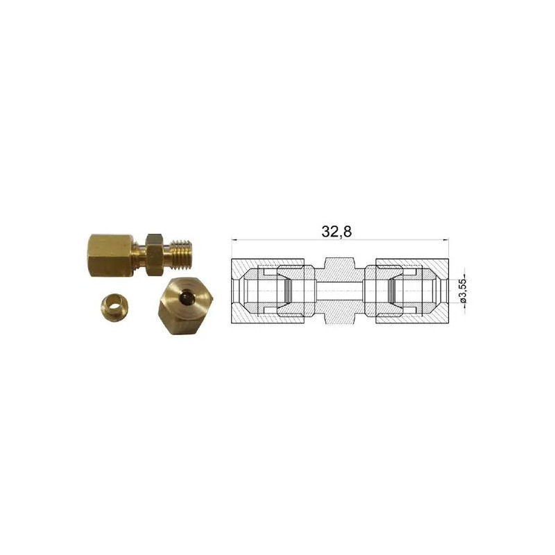 Łącznik kompletny do rurki 3,55mm dł.: 32,8mm