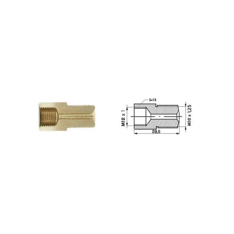 Redukcja M12x1/M10x1,25 złącza hamulcowego  (dł.: 29,5mm, M12x1/M10x1,25)