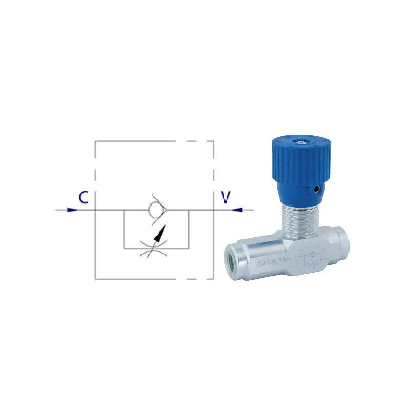 Zawór dławiąco-zwrotny jednokierunkowo z regulacją 1/2" do 50l/min