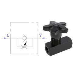 Zawór dławiąco-zwrotny FT 257/5 z pokrętłem z tworzywa 1"
