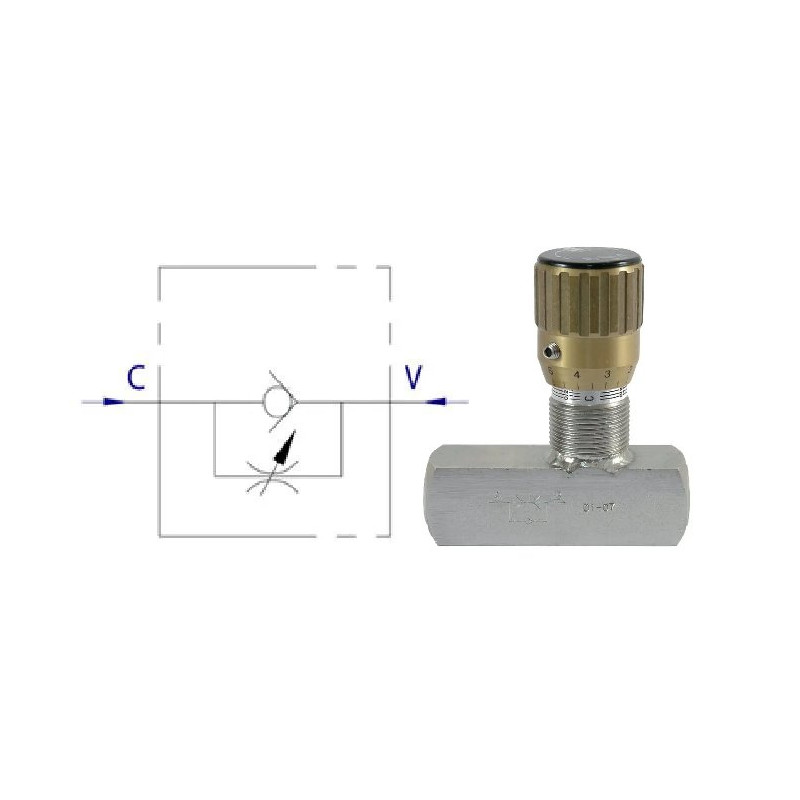 Zawór dławiąco-zwrotny FT 2257/5 ze stali szlachetnej 1/2"